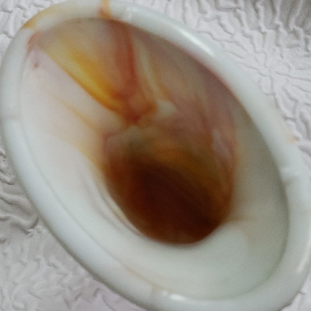 Small Akro Agate Lily Vase White and Orange Slag Depression Glass - Picture 16 of 16
